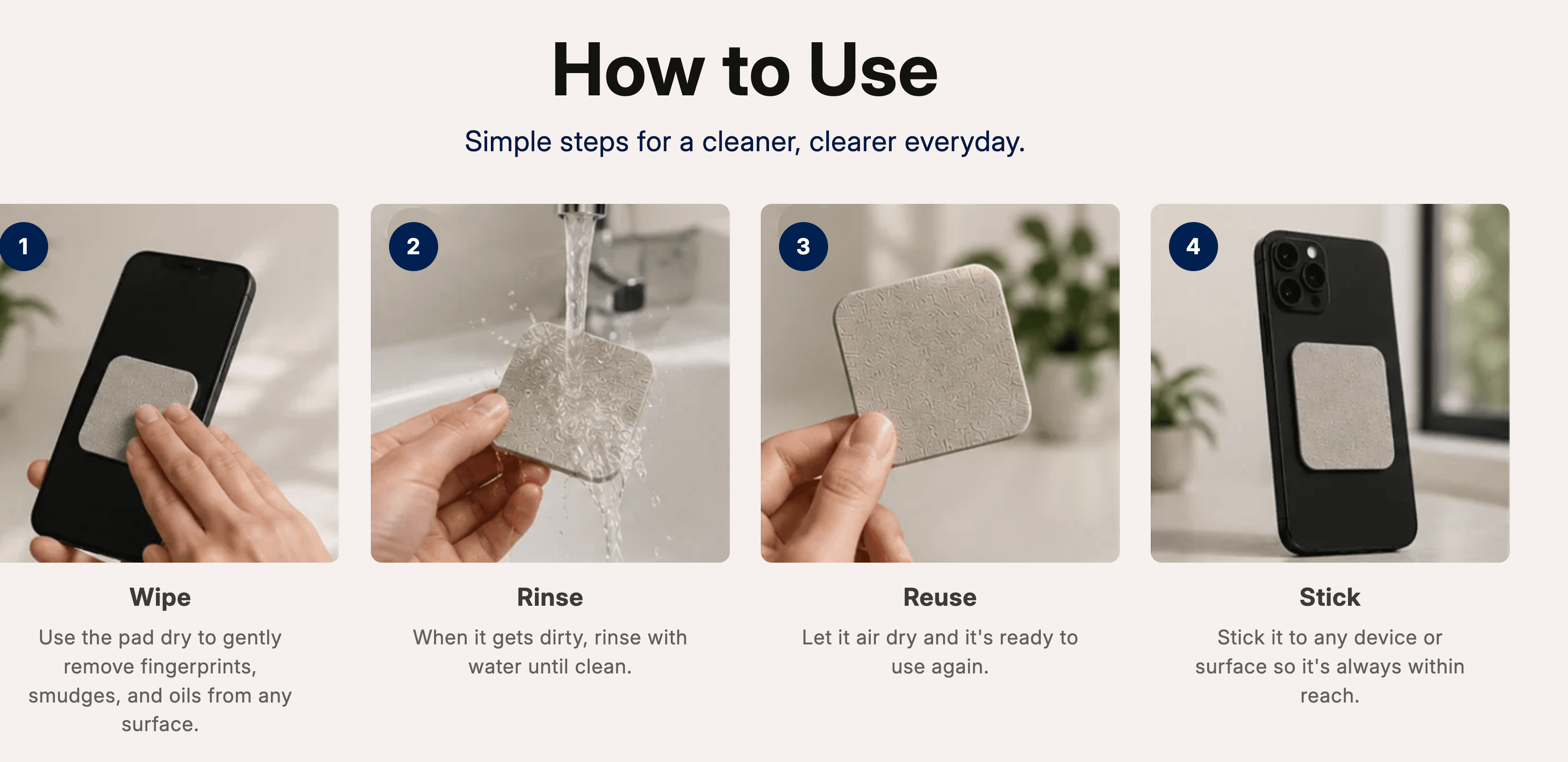 Jiffys reusable screen cleaner how-to steps